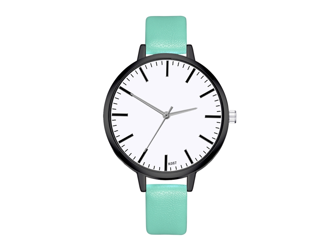 Relógio de Pulso Feminino de Quartzo com Pulseira de Couro Pu Estilo Simples Zhoulianfa (menta)