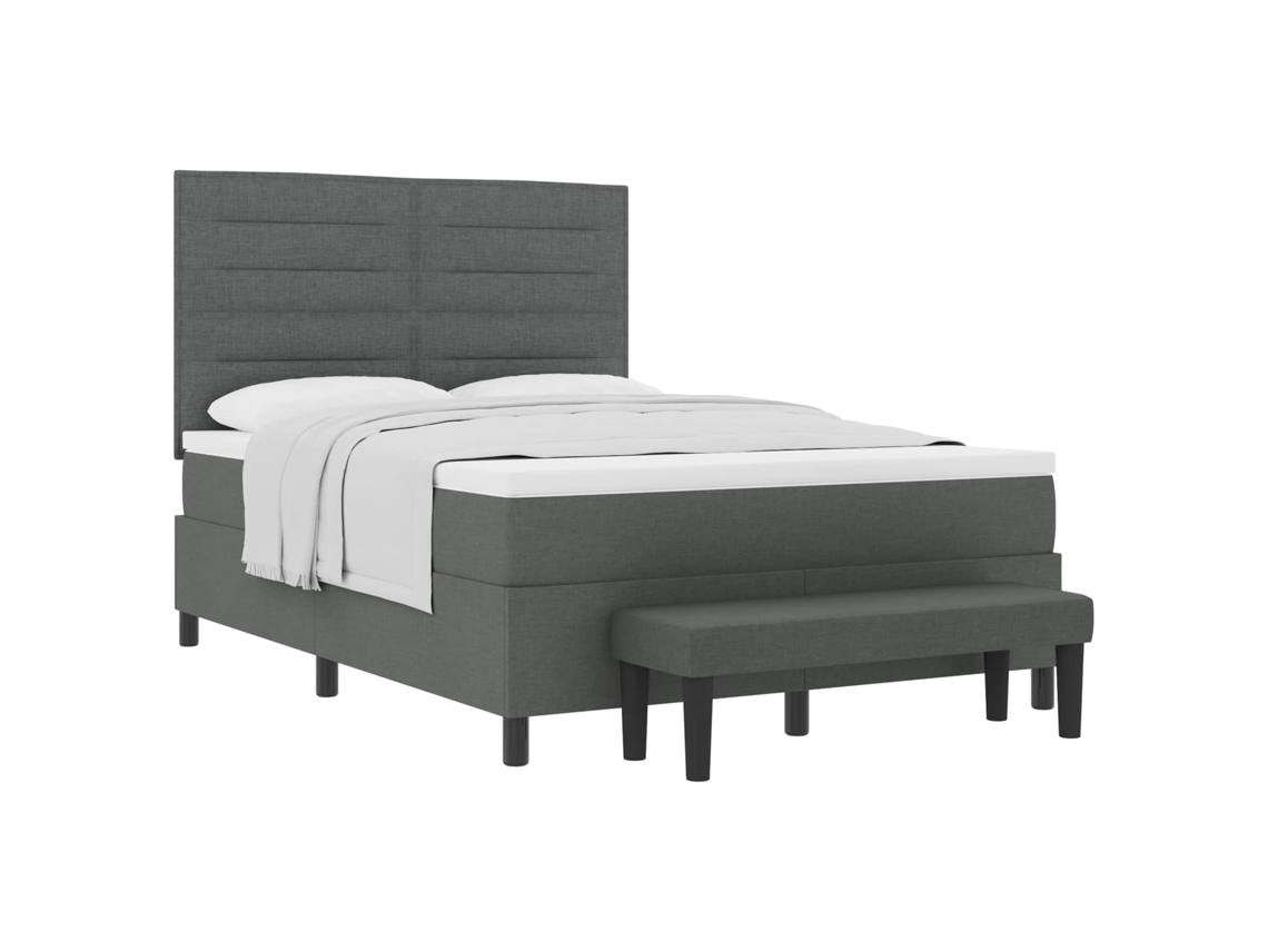 Conjunto 1 Cama Box Vidaxl Cinzeto Tecido (203 X 144 X 128 Cm)