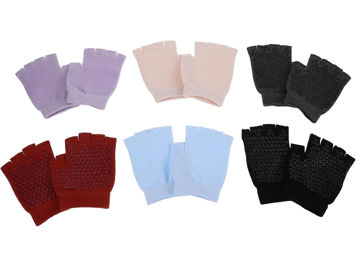 Luvas De Ioga Sem Dedos Wakauto Para Mulheres, 6 Pares, Antiderrapantes Com Aderência Na Palma Da Mão, Elásticas E