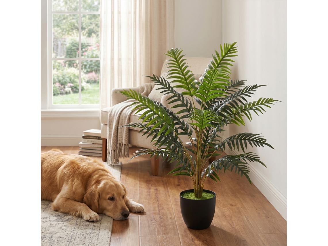 Planta Artificial De Interior, Samambaia Artificial De 90 Cm Em Vaso Com Ramos Flexíveis, Adequada Para Uso Interno E Externo.