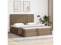 Vidaxl Cama Com Armazenamento Cappuccino 180 X 200 Cm Couro Sintético