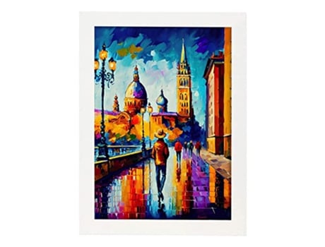 Poster NACNIC De Zaragoza No Estilo De Tinta A Óleo Ilustrações De Monumentos E Cidades Em Estilo Fotográfico Em Cores A4 Quadros Brancos