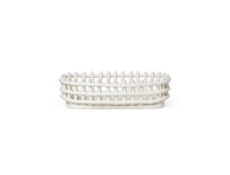 Cesto FERM LIVING (L 30 cm x A 8.5 cm x P 15 cm - Cerâmica - Branco)