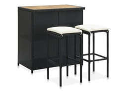 Vidaxl 3 Pcs Conjunto De Bar Vime Pe Preto