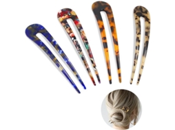 Palitos de Cabelo em Forma de U Estilo Francês, Tortoise Shell
