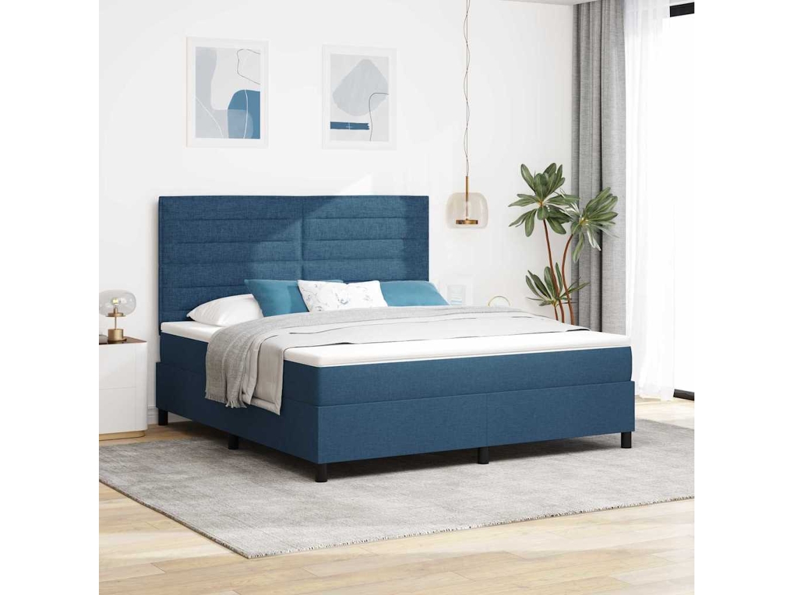 Vidaxl Cama Box Com Colchão Com Led Azul 180 X 200 Cm Tecido