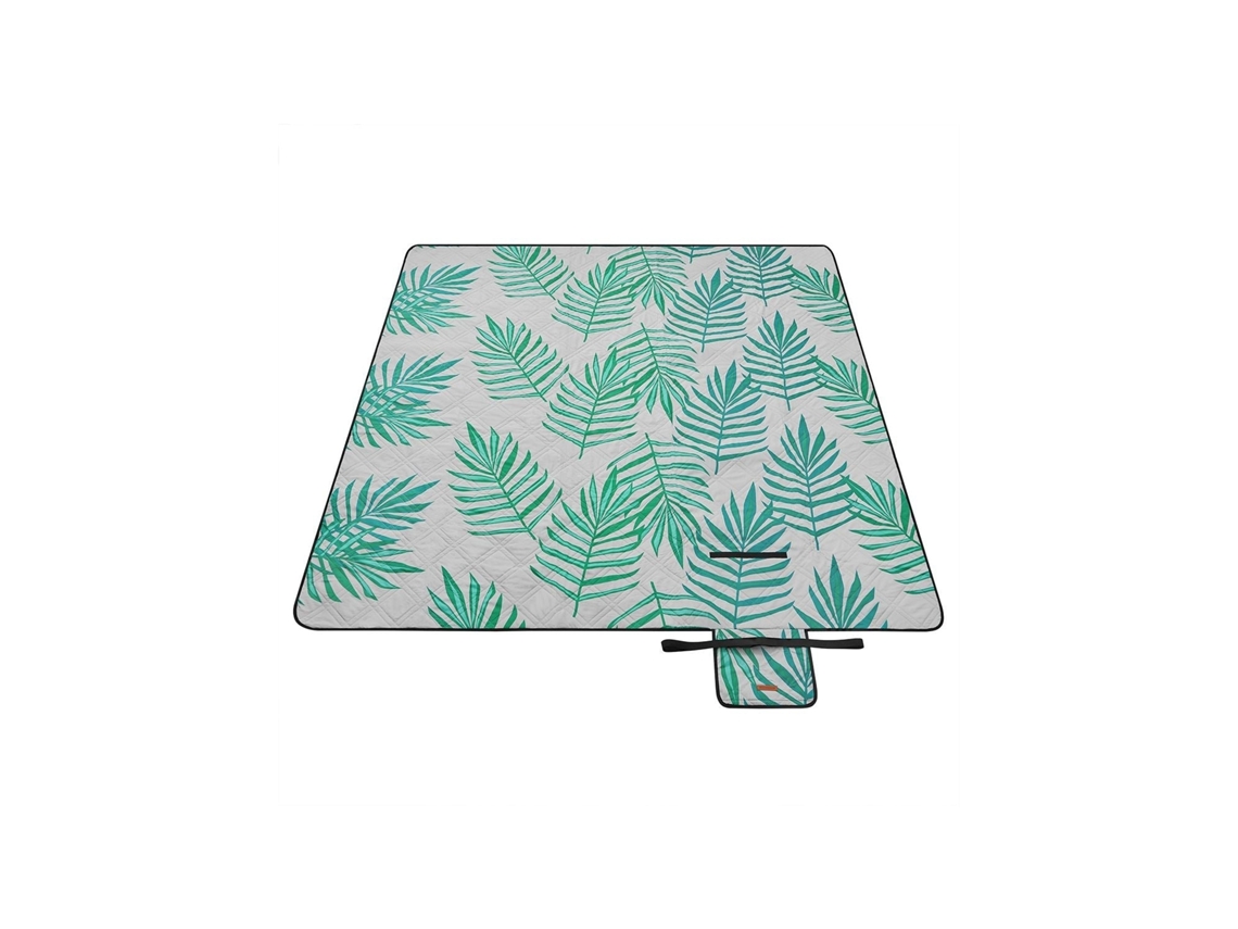Lurelia Manta De Piquenique 203 X 203 Cm Cinza Com Samambaia Poliéster Impermeável Anti-areia Portátil Com Alça Isolante Para Praia Festivais