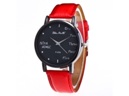 Relógio de Pulso Analógico de Quartzo com Mostrador Redondo Estilo Moderno e Durável (vermelho)
