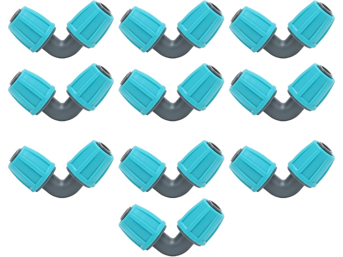 Conjunto De 10 Conectores Rápidos Em Pe, 16 Mm/0,6 Polegadas, Ângulo De 90°, Para Mangueira De Irrigação Por Gotejamento