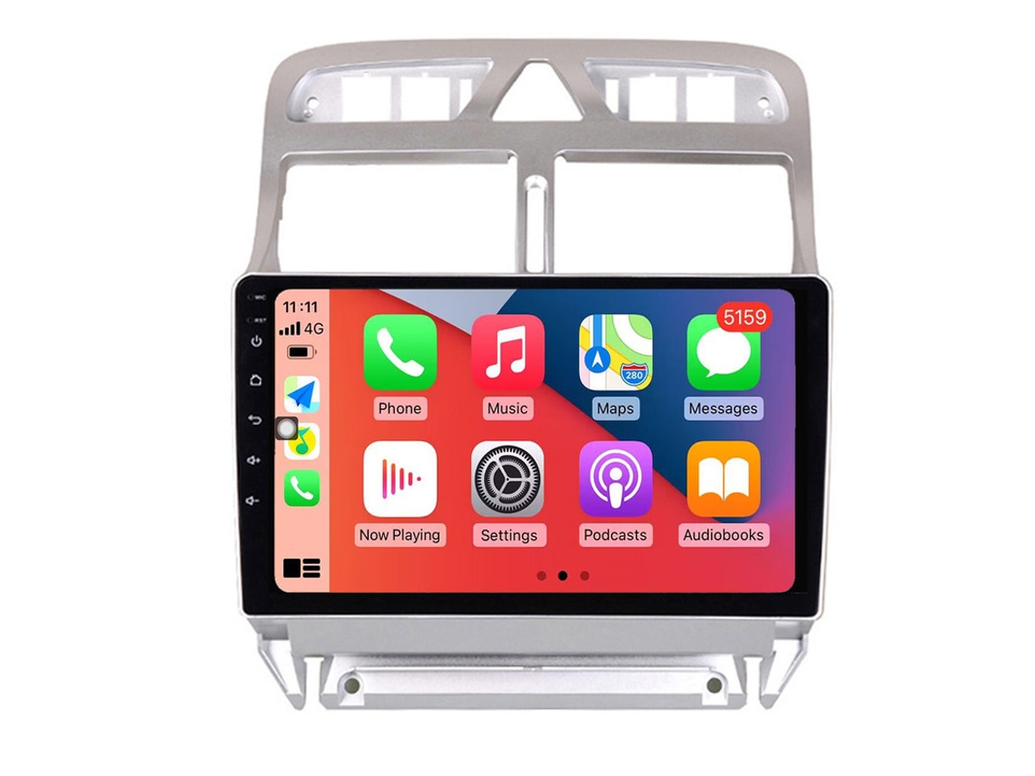 Auto Rádio Carro Bluetooth Autoradio 8GB RAM 128G ROM CarPlay Navegação GPS Ecrã Táctil RoverOne para Peugeot 307 2001-2013  