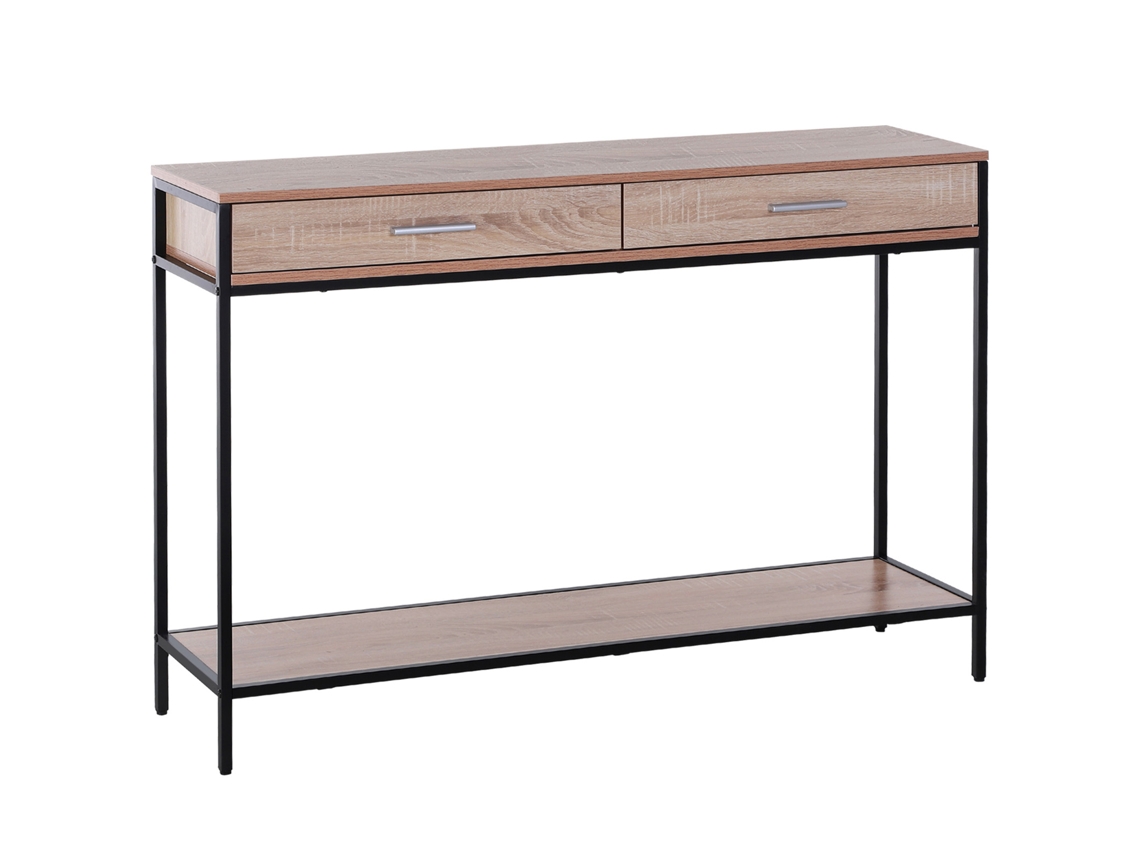 Consola Para Recibidor Con Cajones Y Estructura De Acero Para Entrada Pasillo 120x30x81,5 Cm Roble