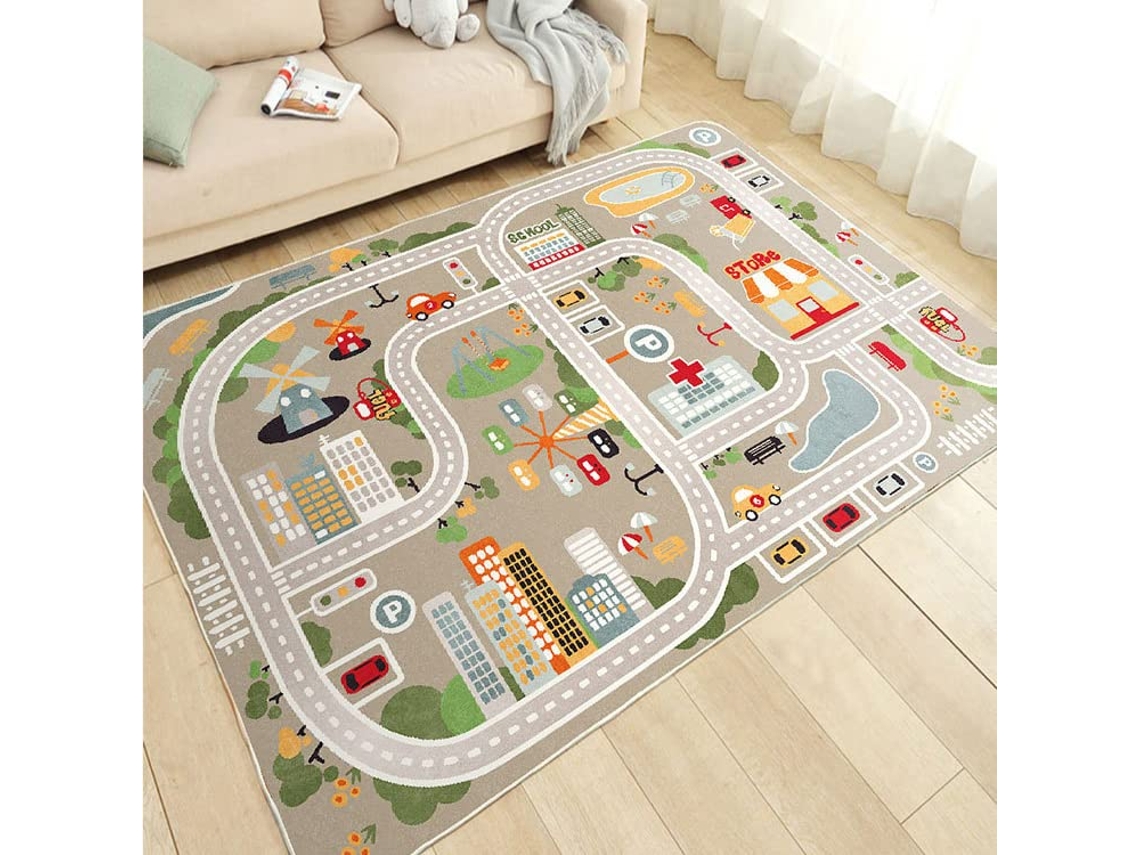Tapete De Sala Ehstmind Jogos Brincar City Life Carros Trens Brinquedo Multicor (100x50x50cm)