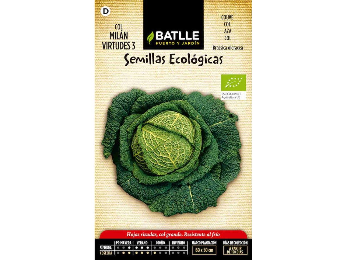 Sementes de Repolho Orgânicas Milan Virtues 3 BATLLE
