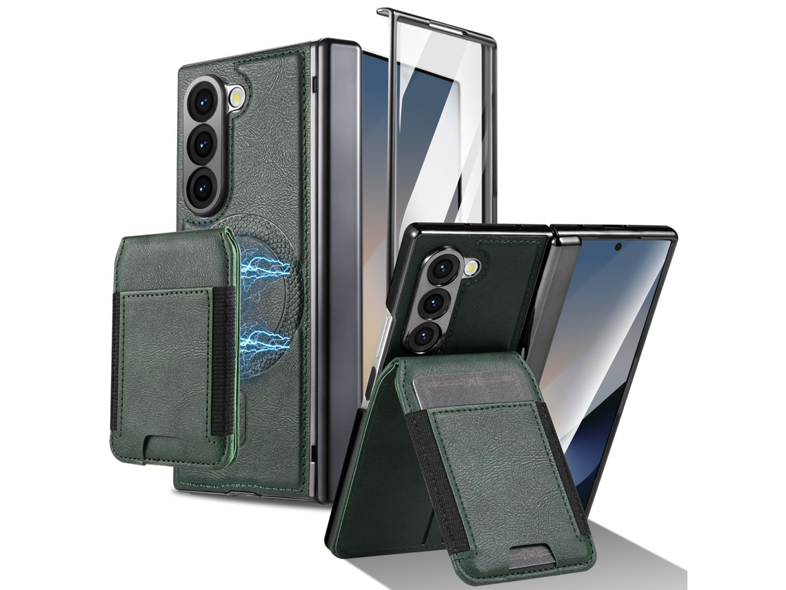 Capa Chrui Para Samsung Galaxy Z Fold 7, Carteira Removível, Compatível Com Magsafe (verde)