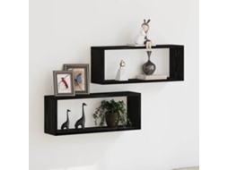 Vidaxl Prateleiras De Parede 2 Unid. Carvalho Preto 60 X 15 X 23 Cm