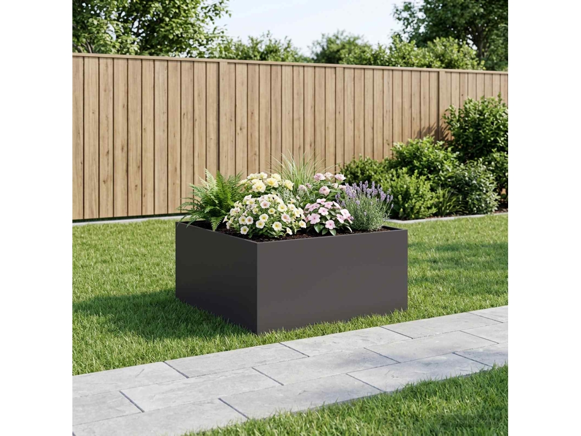 Vidaxl Vaso De Jardim Preto 80 X 80 X 40 Cm Aço Laminado A Frio