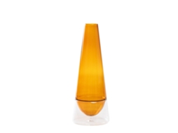 Vaso Conosfera 100 Em Vidro Borossilicato Soprado À Mão, Técnica Incalmo, Design Elegante Em Cor Âmbar, Objeto Decorativo Para Mobiliário.