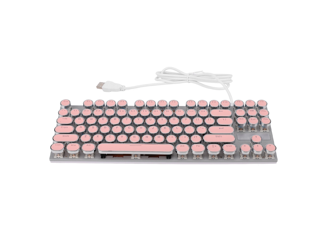 Teclado Mecânico Chave Azul Bicolor Rosa Eletroplatada Punk Teclado Gamer com Fio Usblaxiscreed (iluminação Rgb 87 Teclas)