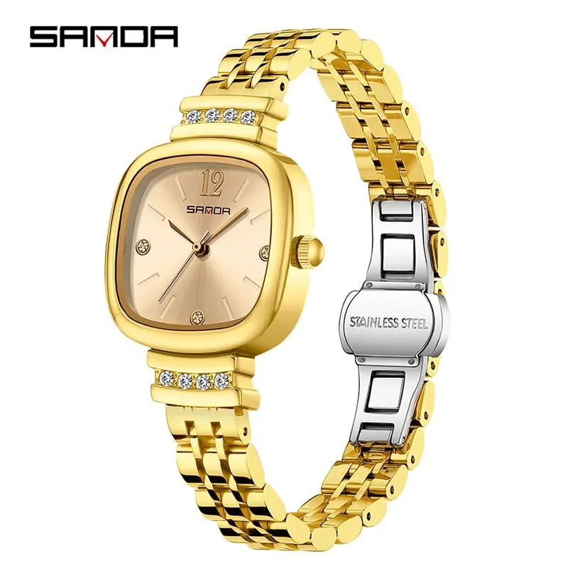 Relógio Feminino Quadrado, Elegante e Estiloso, com Pulseira de Aço Inoxidável e Mecanismo de Quartzo. MDUG
