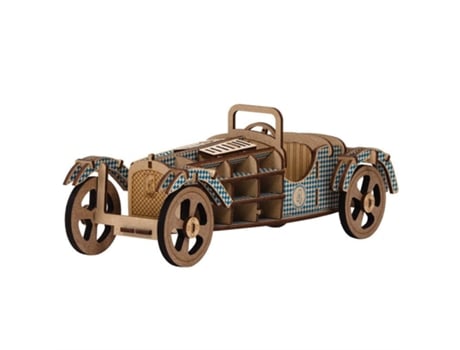 Modelo 3D em Madeira Mdf Carro Azul 27,5 X 10,5 Cm KELPI