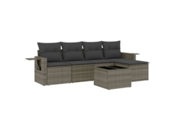 Conjunto de 6 Sofás de Jardim com Almofadas Vime Cinza MAISON EXCLUSIVE (80x200 cm)