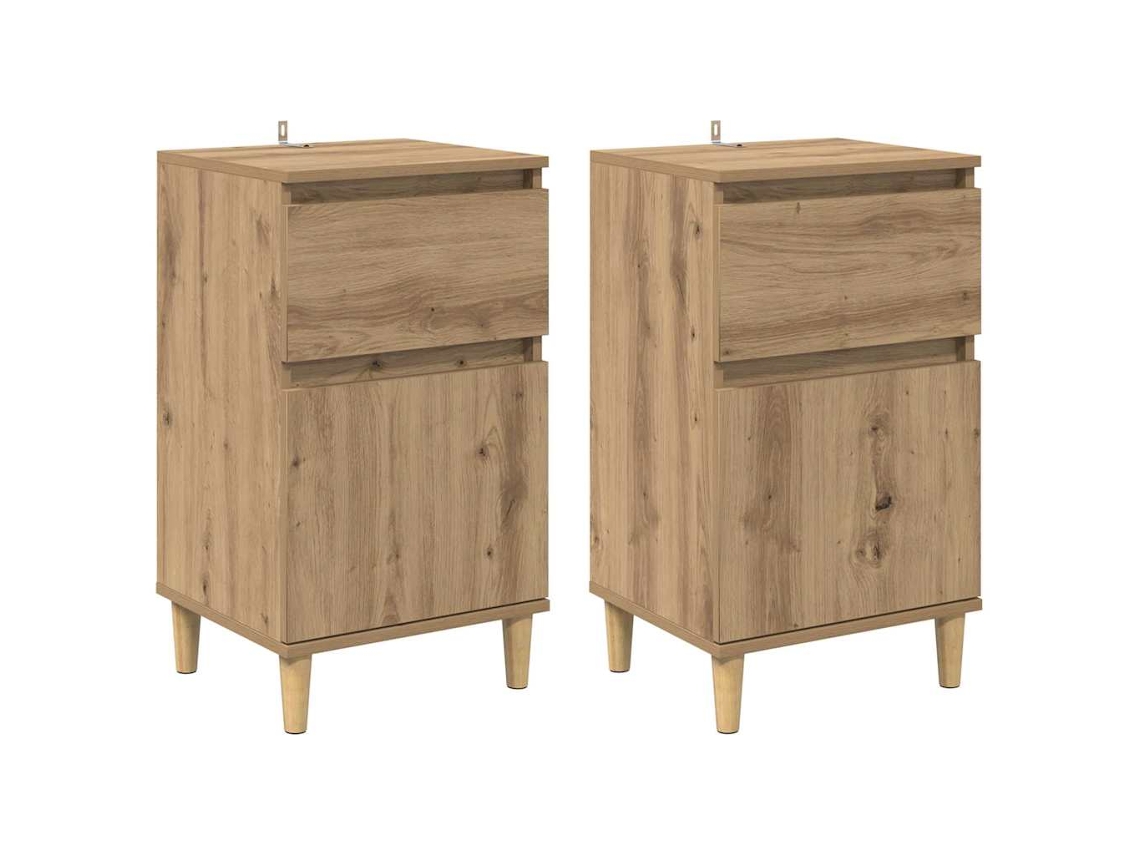 Conjunto de 2 Armários de Cabeceira em Carvalho Artesanal 40x35x70 cm MAISON EXCLUSIVE