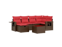 Conjunto de Sofá de Jardim, 7 Peças, Almofadas, Rattan Preto MAISON EXCLUSIVE