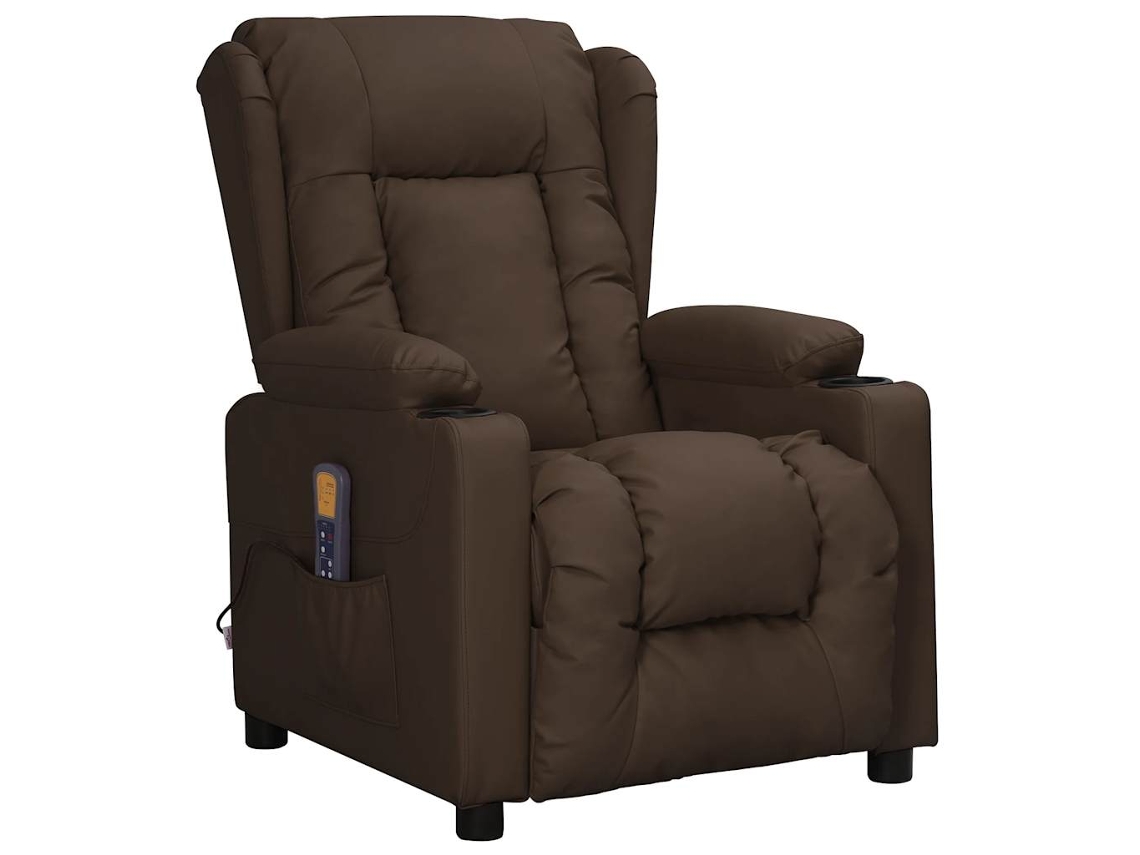 Vidaxl Cadeira De Massagens Couro Artificial Castanho