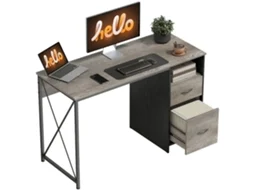Mesa De Computador Industrial Com 2 Gavetas Cinza Claro