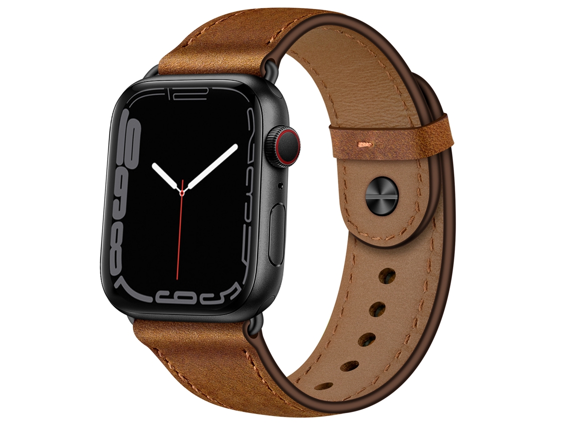 Bracelete para Apple Watch 42/44/45/49mm Couro Genuíno Marrom XIAOMOYU