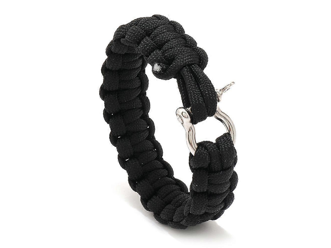 Pulseira Clássica de Paracord Preto, Tamanho Médio, 21 Cm BRILVIBERA