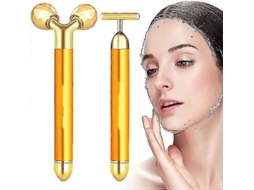 Masajeador Facial Elétrico 2 em 1 Beauty Bar 24k Golden Massageador GOKOCO