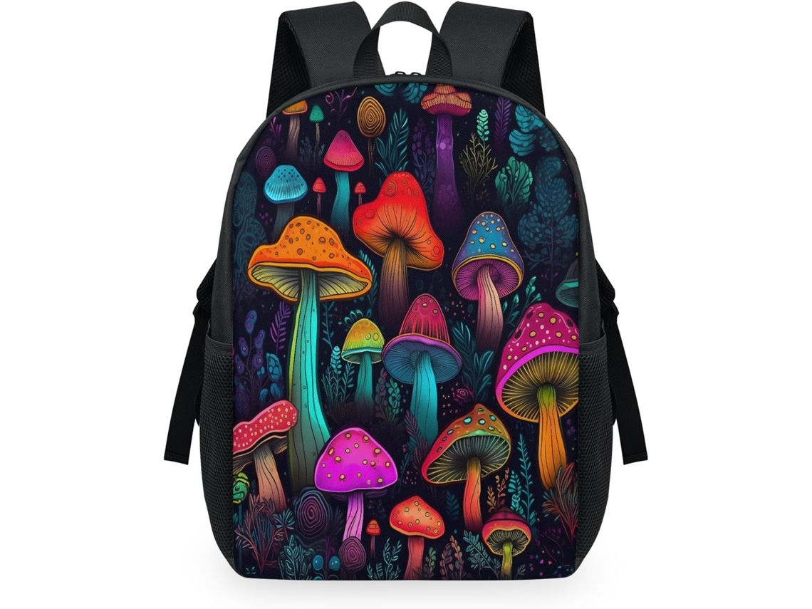 Mochila Tropicallife Colorida com Estampa de Cogumelos e Flores para Crianças 32 5 X 15 X 44 9 Cm Tecido de Ma