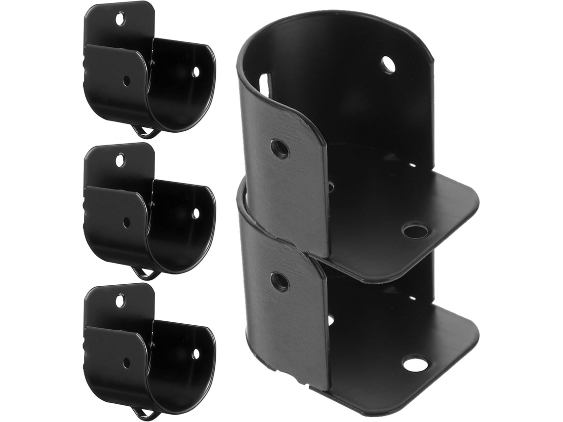 Conjunto Sewacc de 6 Suportes U para Varão Armário, Flange Encaixe em Ferro Formato U, Preto, para Varão de