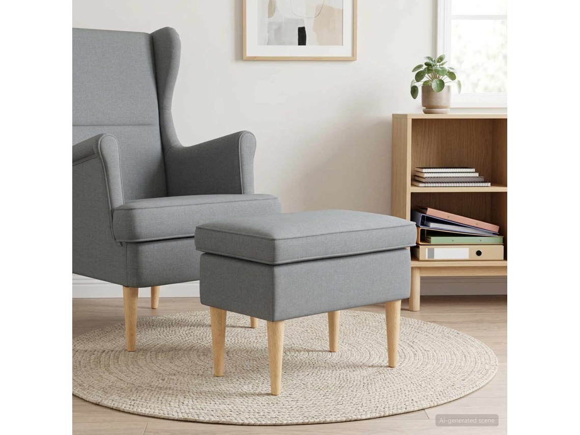 Vidaxl Pufe Para Os Pés Cinzento-claro 55 X 35 X 41 Cm Poliéster
