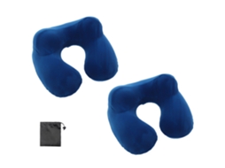 Conjunto De 2 Almofadas Pescoço Em Formato U Para Viagens Carro Azul Marinho Com Bolso Ajustável Por Cordão. Aquaforge