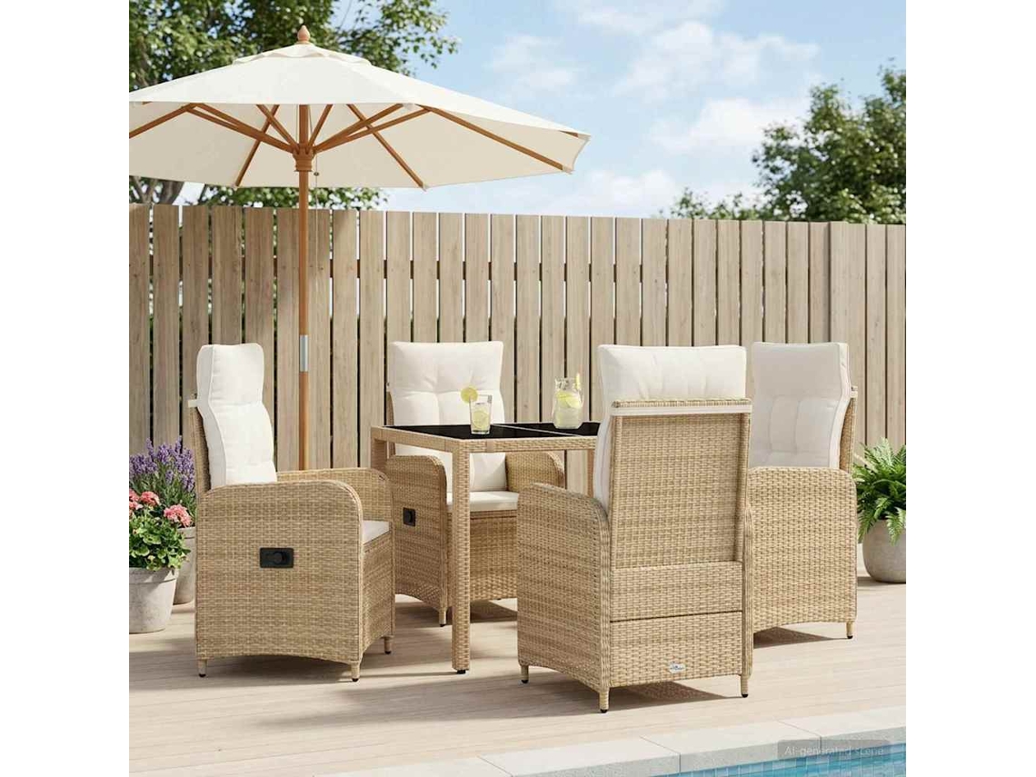Vidaxl Conjunto De Jantar Para Exterior 5 Unid. Bege E Branco Creme