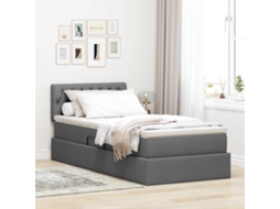 Vidaxl Cama de Armazenamento Led com Colchão Cinzento escuro