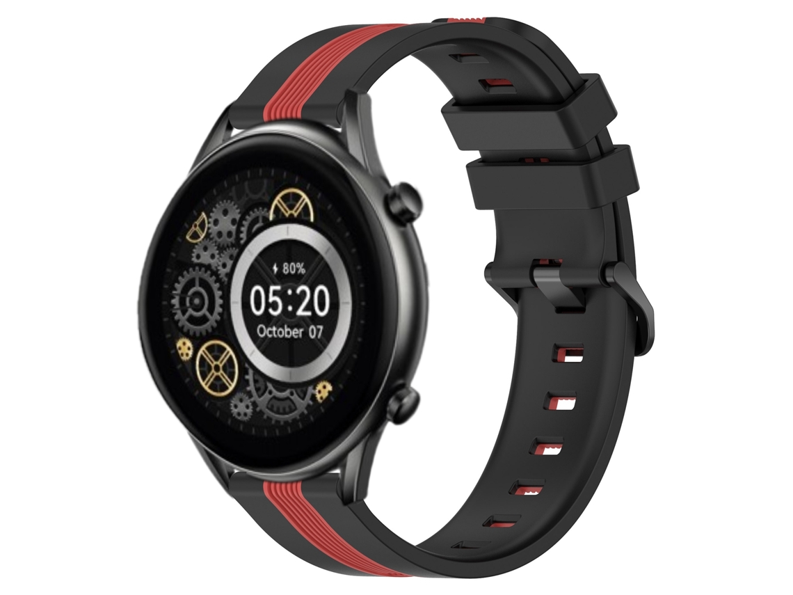 Bracelete de Smartwatch para Xiaomi Haylou RT2 LS10 22mm de silicone vertical de duas cores (preto + vermelho)