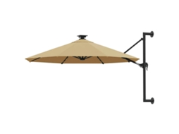 Vidaxl Guarda-sol P/ Jardim Parede C/ Luz Led 300 Cm Cinza-acastanhado