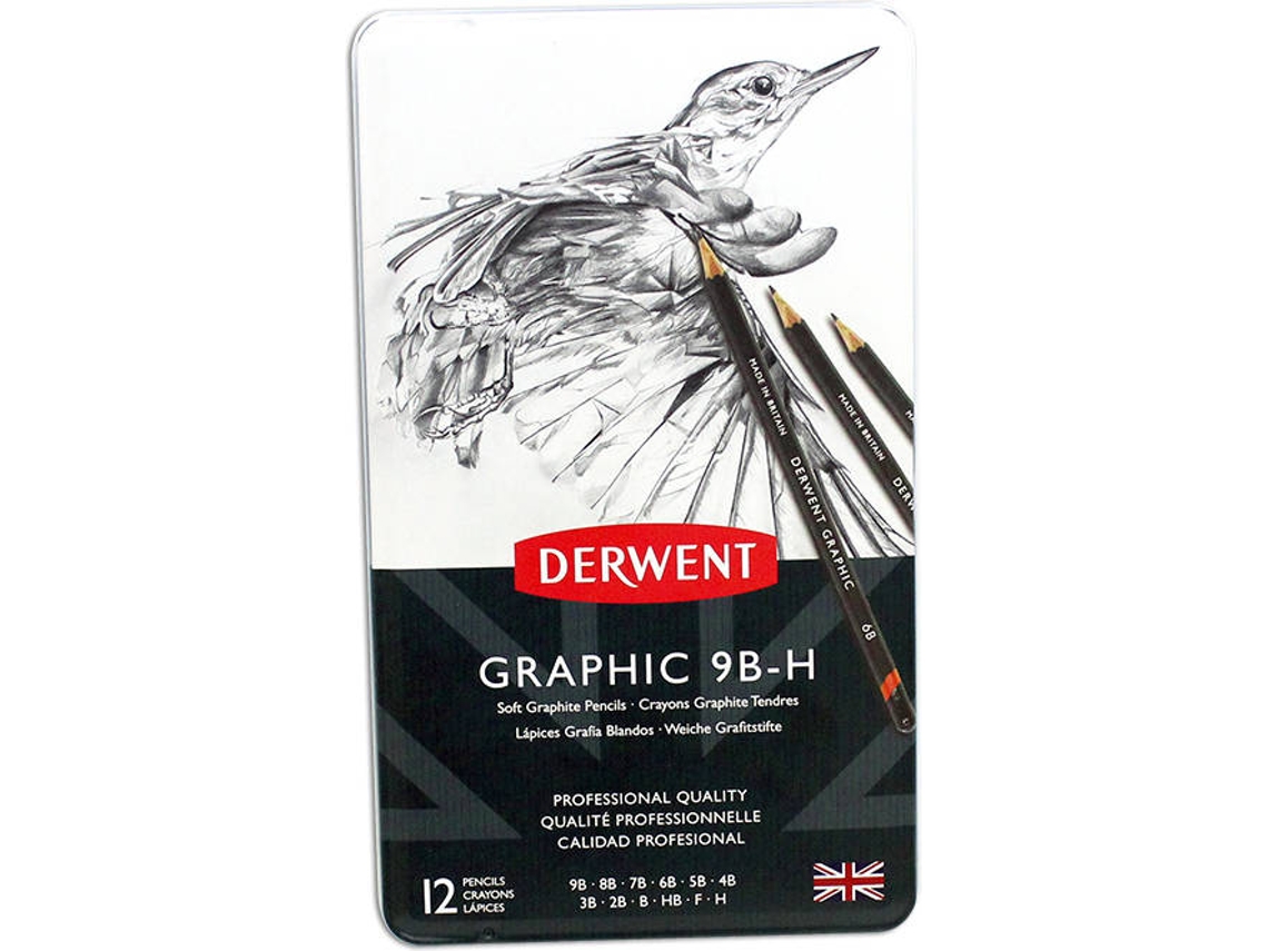 Caixa Metal DERWENT 12 Lápis Esquiço