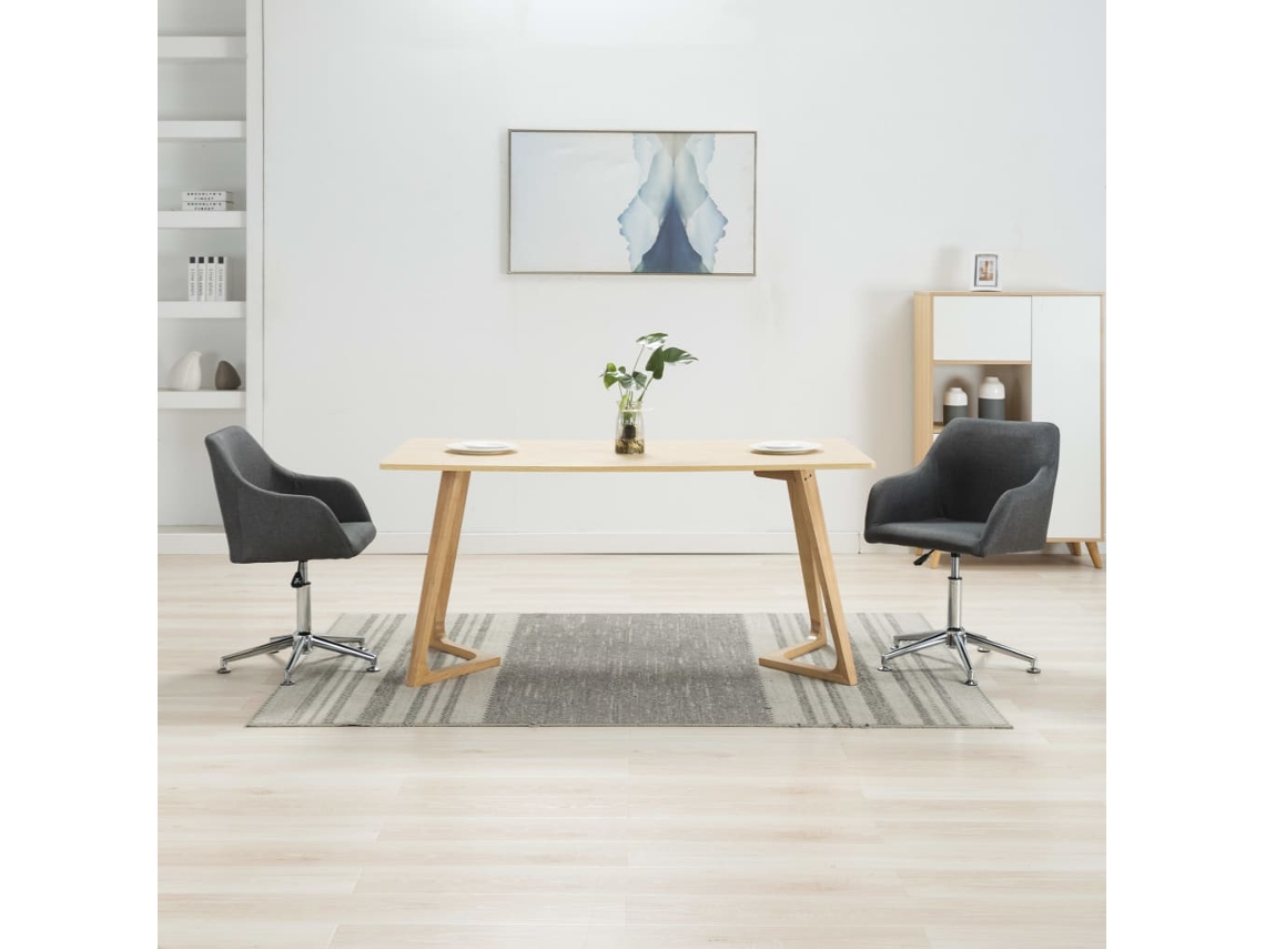 Vidaxl Cadeiras De Jantar Giratórias 2 Pcs Tecido Cinzento-escuro
