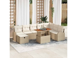 Vidaxl Conjunto De Sofá De Jardim 9 Unid. Bege Vime Pe