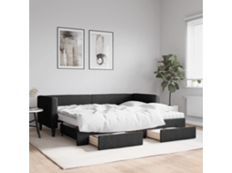 Vidaxl Sofá-cama Com Gavetão E Gavetas 80x200 Cm Tecido Preto