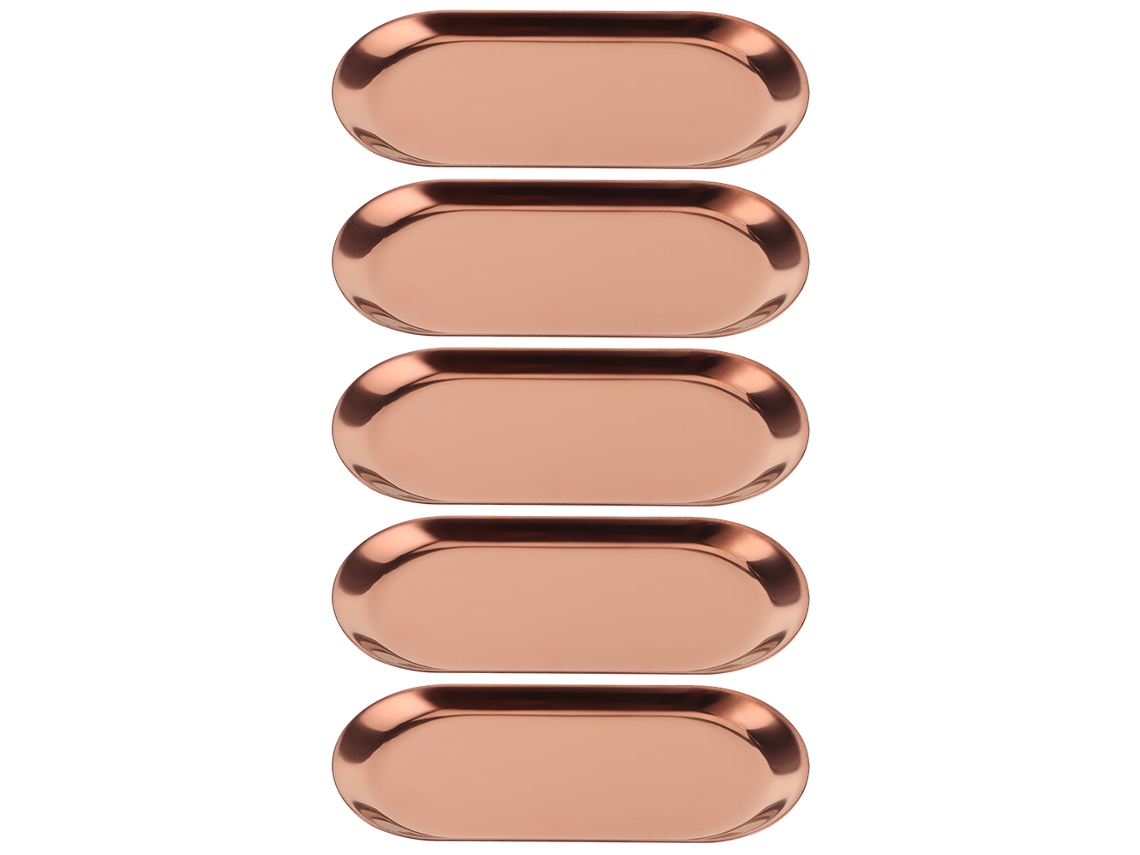 Eyf 5 Bandejas de Inox Oval Prata Ouro Rosa ouro para Toalhas Jóias Cosméticos Organização
