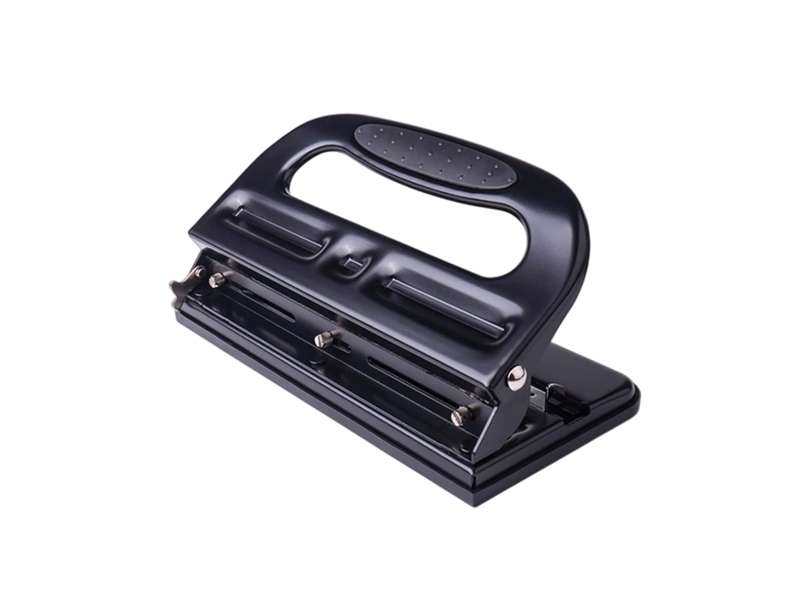 Perfurador De Papel De 3 Furos, Capacidade Para 30 Folhas, Furos Metálicos Ajustáveis, Perfura Pvc E Papel Laminado.
