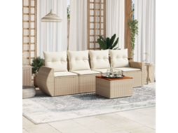 Conjunto de Sofás de Jardim HARLANV1 com Almofadões Vime Pe Bege