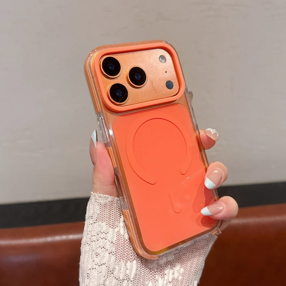 (laranja, Iphone 17 Pro Max) Capa Para Celular, Compatível Com Fixação Magnética Magsafe, Capa Protetora À Prova De Choque E Resistente A Arranhões.