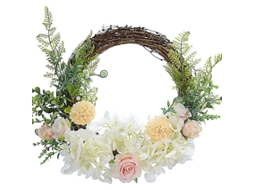 Guirlanda de porta artificial, 28cm, PVC branca, para porta da frente e interior com S/MARCA