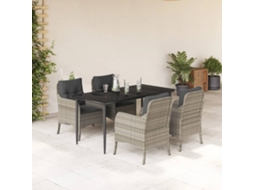 Vidaxl 5 Pcs Conjunto De Jantar P/ Jardim C/ Almofadões Cinzento Claro